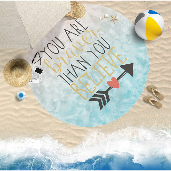 Inspirational Quotes Round Beach Towel Lifestyle