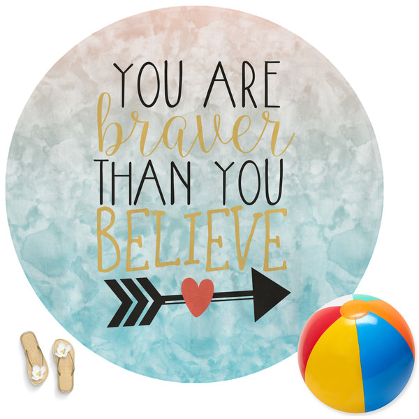 Custom Inspirational Quotes Round Beach Towel
