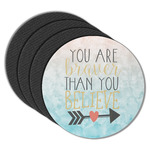 Inspirational Quotes Round Rubber Backed Coasters - Set of 4