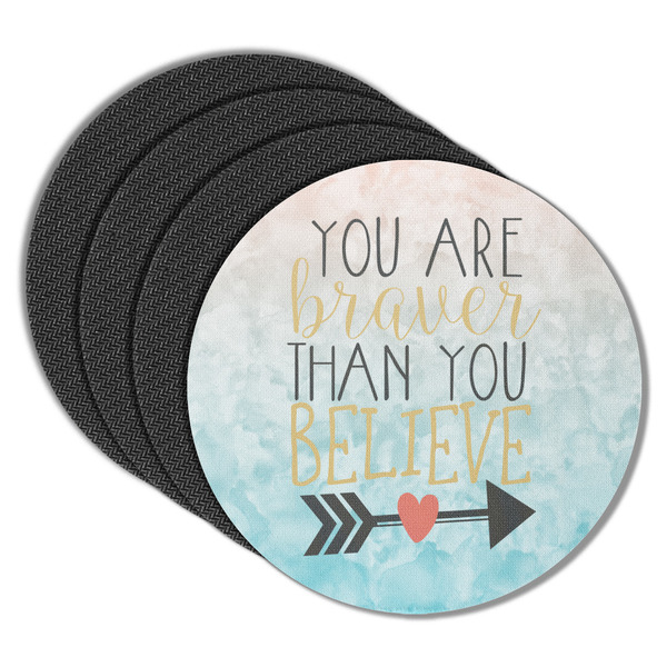 Custom Inspirational Quotes Round Rubber Backed Coasters - Set of 4