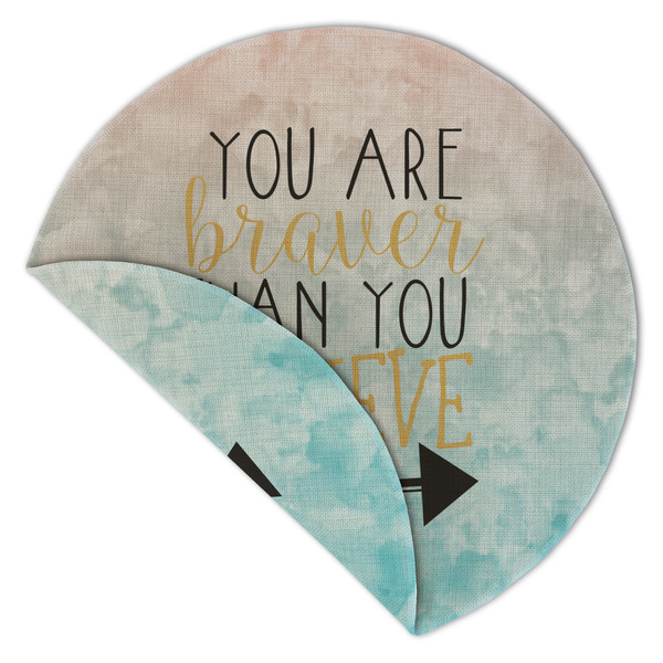 Inspirational Quotes Round Linen Placemats - Front (folded corner double sided)