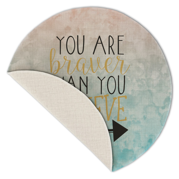 Inspirational Quotes Round Linen Placemats - Front (folded corner single sided)