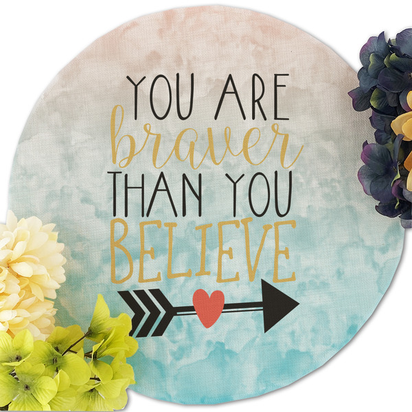 Inspirational Quotes Round Linen Placemats - Front (w flowers)