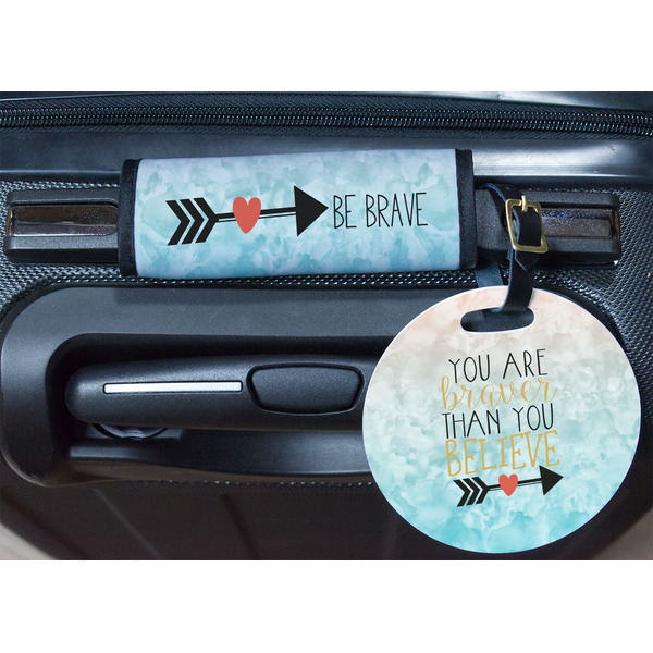Inspirational Quotes Round Luggage Tag & Handle Wrap - In Context