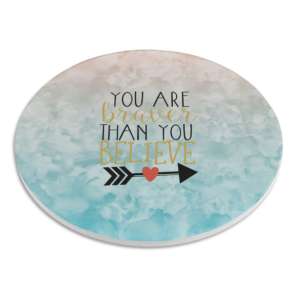 Inspirational Quotes Round Stone Trivet - Angle View