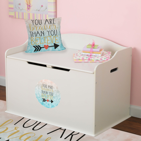 Inspirational Quotes Round Wall Decal on Toy Chest