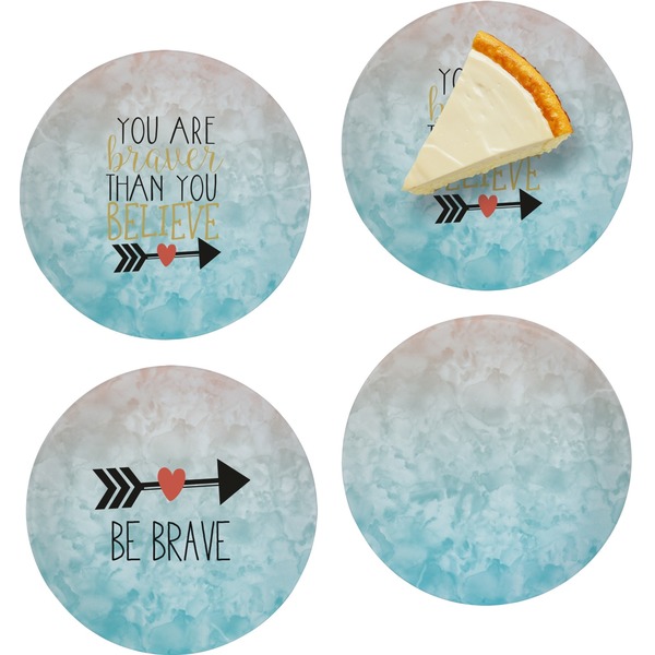 Custom Inspirational Quotes Set of 4 Glass Appetizer / Dessert Plate 8"