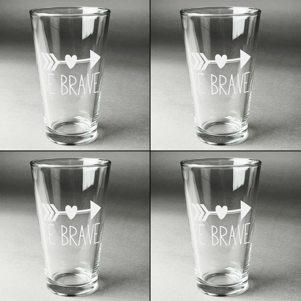 Inspirational Quotes Set of Four Engraved Beer Glasses - Individual View