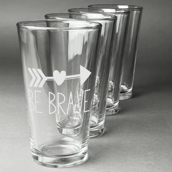 Custom Inspirational Quotes Pint Glasses - Engraved (Set of 4)