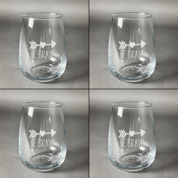 Inspirational Quotes Set of Four Personalized Stemless Wineglasses (Approval)