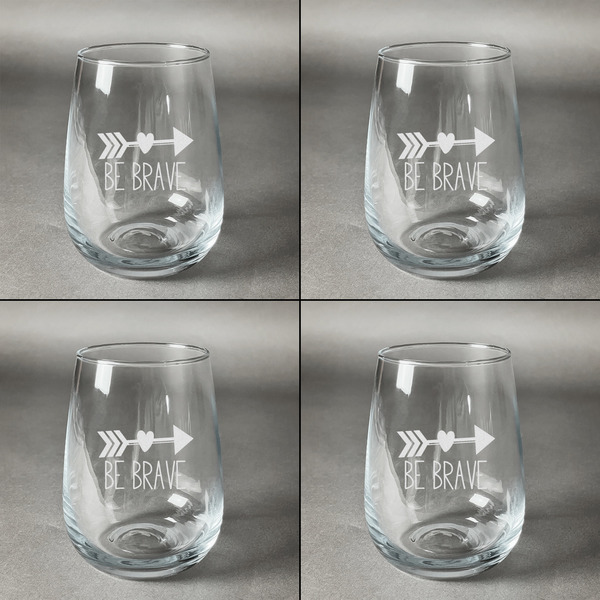 Inspirational Quotes Set of Four Personalized Stemless Wineglasses (Approval)