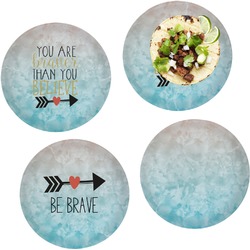 Inspirational Quotes Set of 4 Glass Lunch / Dinner Plate 10"