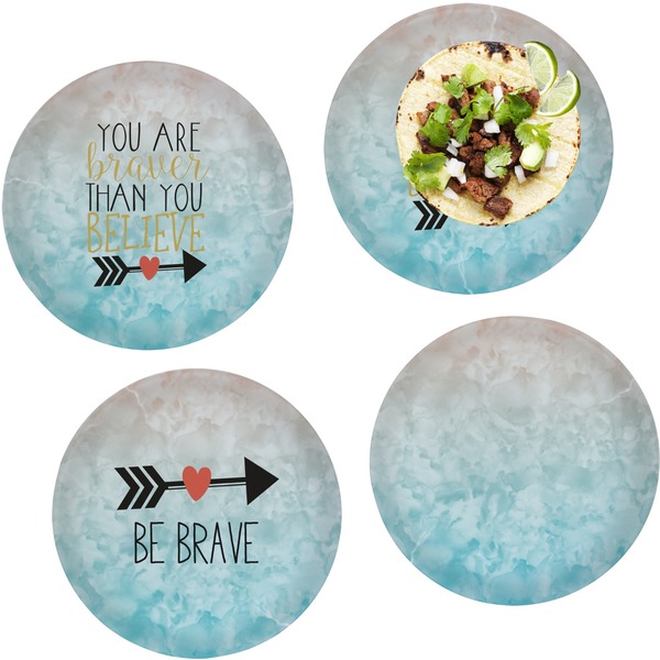 Custom Inspirational Quotes Set of 4 Glass Lunch / Dinner Plate 10"
