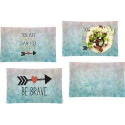 Inspirational Quotes Set of 4 Glass Rectangular Lunch / Dinner Plate