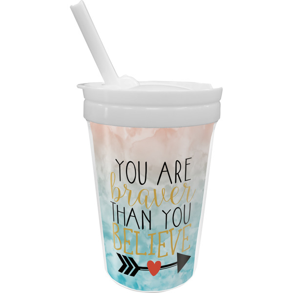 Custom Inspirational Quotes Sippy Cup with Straw