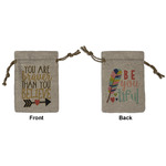 Inspirational Quotes Small Burlap Gift Bag - Front & Back
