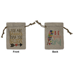 Inspirational Quotes Small Burlap Gift Bag - Front & Back
