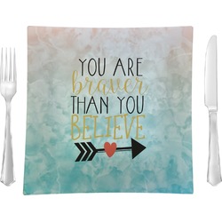 Inspirational Quotes 9.5" Glass Square Lunch / Dinner Plate- Single or Set of 4