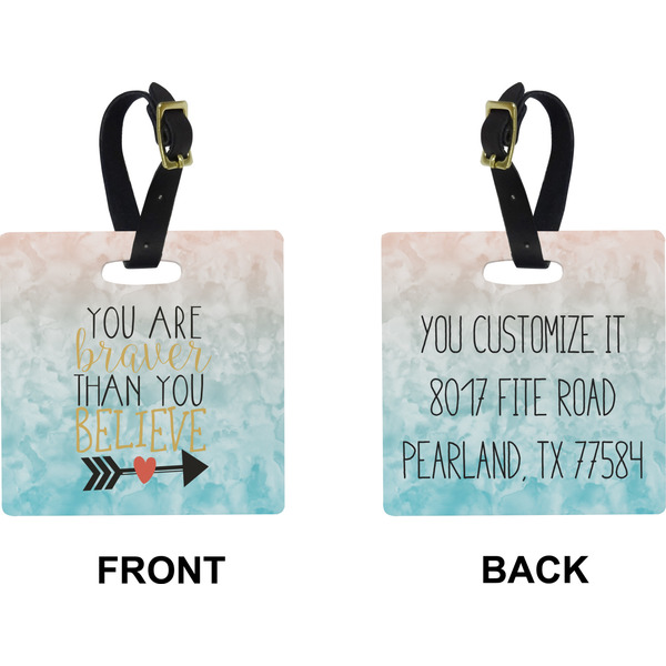 Inspirational Quotes Square Luggage Tag (Front + Back)