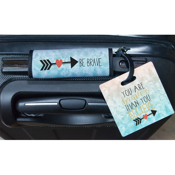 Inspirational Quotes Square Luggage Tag & Handle Wrap - In Context