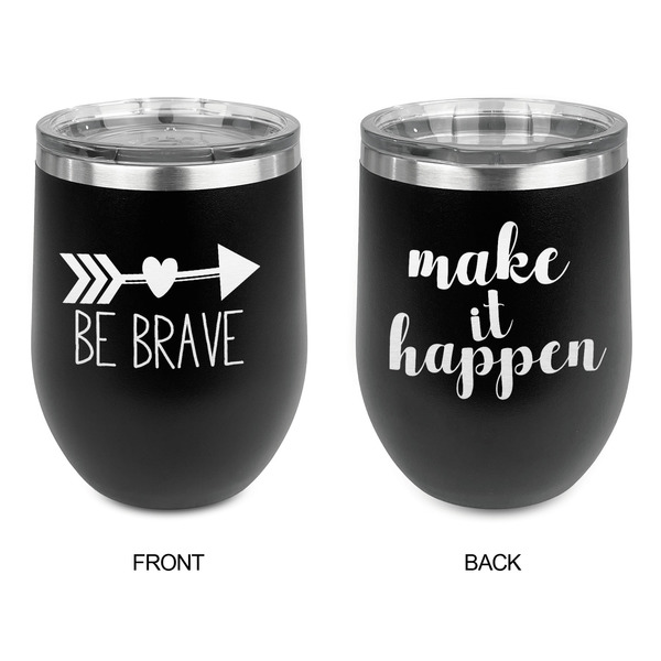 Inspirational Quotes Stainless Wine Tumblers - Black - Double Sided - Approval