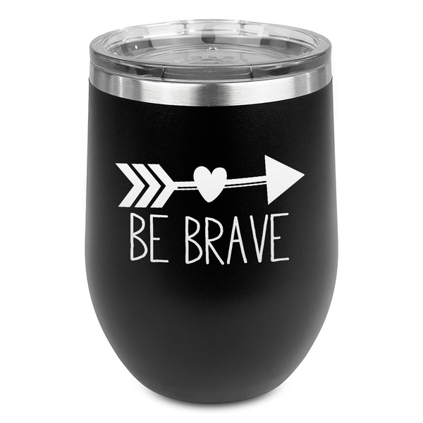 Custom Inspirational Quotes Stemless Stainless Steel Wine Tumbler - Black - Double Sided