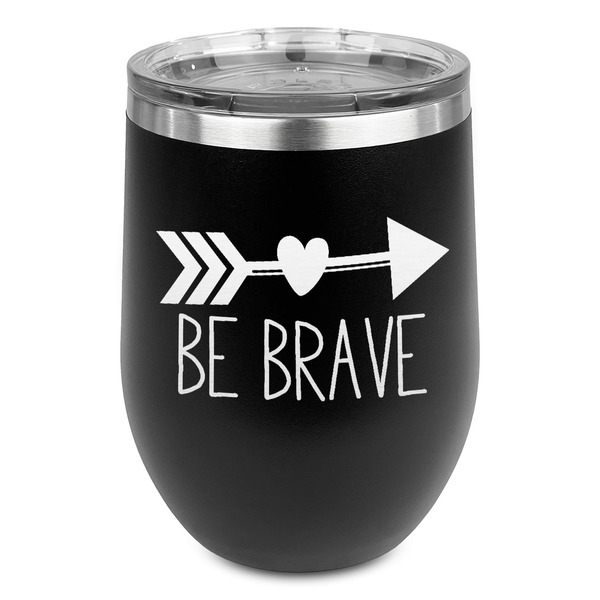 Custom Inspirational Quotes Stemless Stainless Steel Wine Tumbler - Black - Single Sided