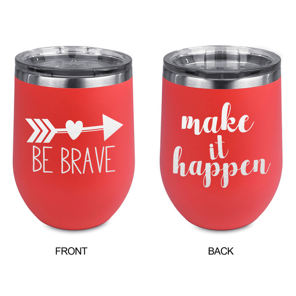 Inspirational Quotes Stainless Wine Tumblers - Coral - Double Sided - Approval