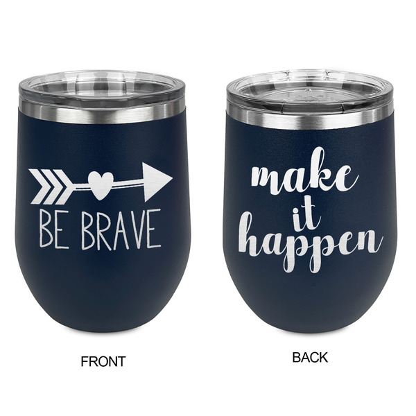 Inspirational Quotes Stainless Wine Tumblers - Navy - Double Sided - Approval