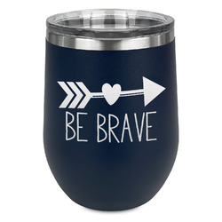 Inspirational Quotes Stemless Stainless Steel Wine Tumbler - Navy - Double Sided