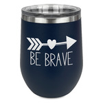 Inspirational Quotes Stemless Stainless Steel Wine Tumbler - Navy - Single Sided