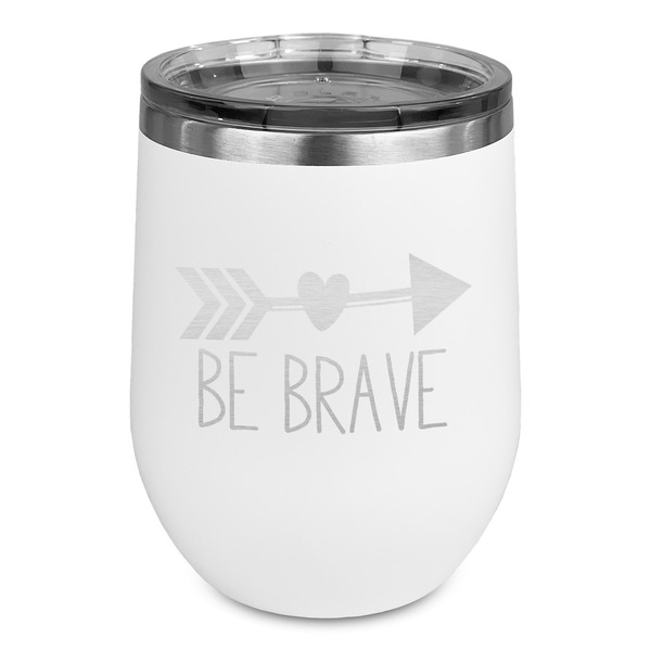 Custom Inspirational Quotes Stemless Stainless Steel Wine Tumbler - White - Double Sided