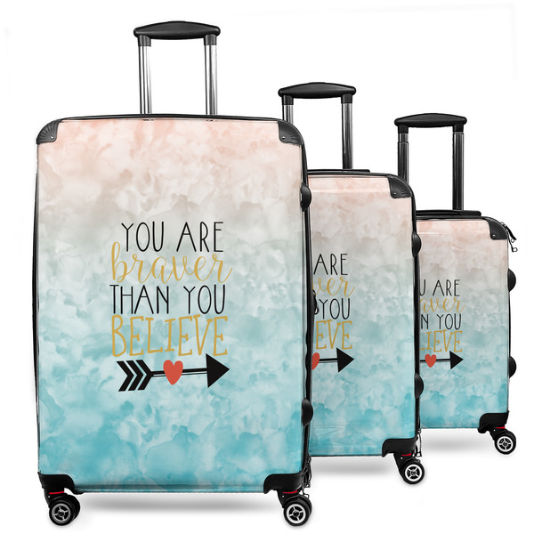 Custom Inspirational Quotes 3 Piece Luggage Set - 20" Carry On, 24" Medium Checked, 28" Large Checked