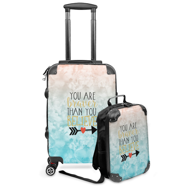 Custom Inspirational Quotes Kids 2-Piece Luggage Set - Suitcase & Backpack