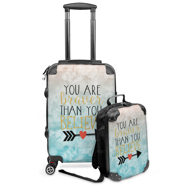 Custom Inspirational Quotes Kids 2-Piece Luggage Set - Suitcase & Backpack