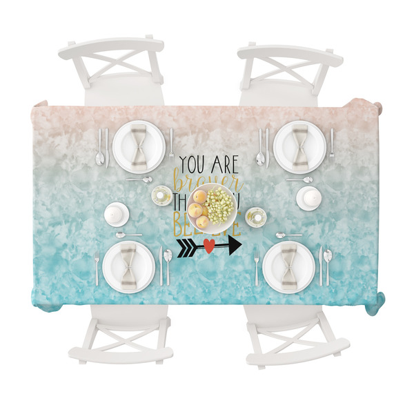 Inspirational Quotes Tablecloths (58"x102") - TOP VIEW (with plates)