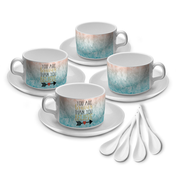 Custom Inspirational Quotes Tea Cup - Set of 4