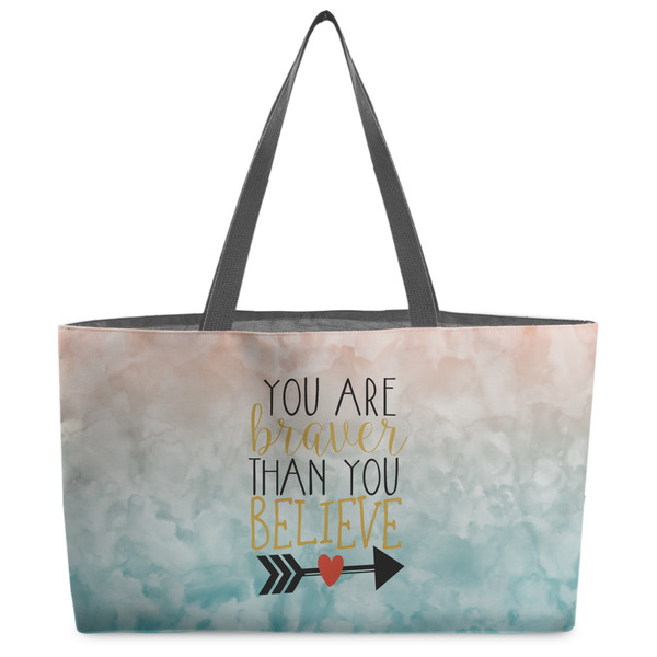 Custom Inspirational Quotes Beach Totes Bag - w/ Black Handles