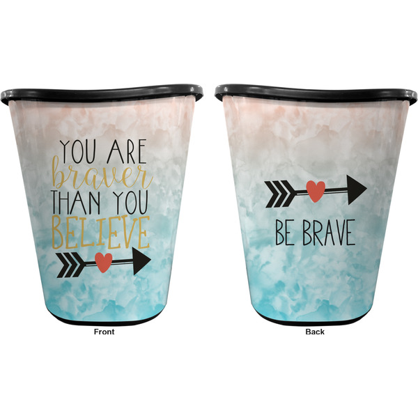 Inspirational Quotes Trash Can Black - Front and Back - Apvl