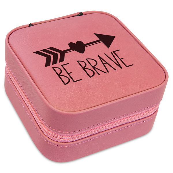 Custom Inspirational Quotes Travel Jewelry Boxes - Pink Leather