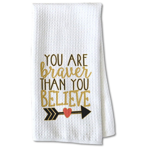 Custom Inspirational Quotes Kitchen Towel - Waffle Weave - Partial Print