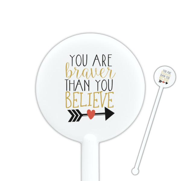 Custom Inspirational Quotes 5.5" Round Plastic Stir Sticks - White - Single Sided