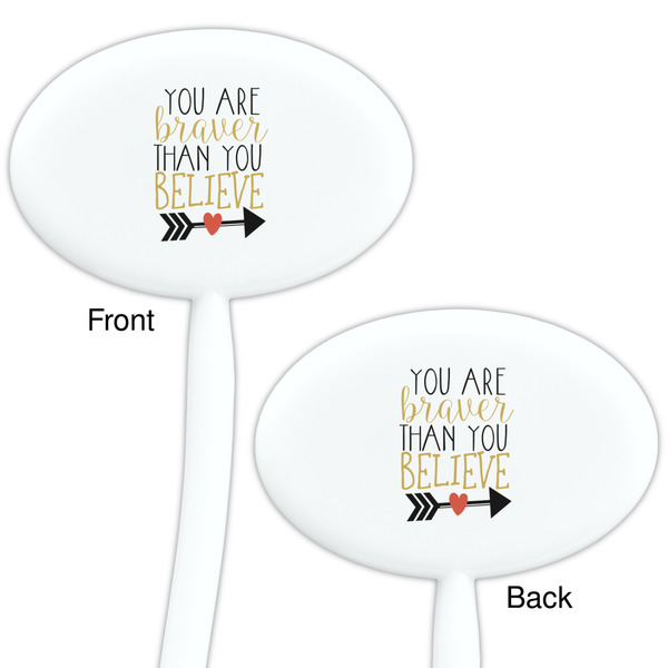 Inspirational Quotes White Plastic 7" Stir Stick - Double Sided - Oval - Front & Back