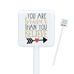 Inspirational Quotes Square Plastic Stir Sticks - Double Sided