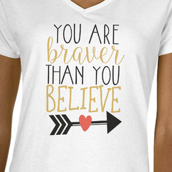 Inspirational Quotes Women's V-Neck T-Shirt - White - Medium