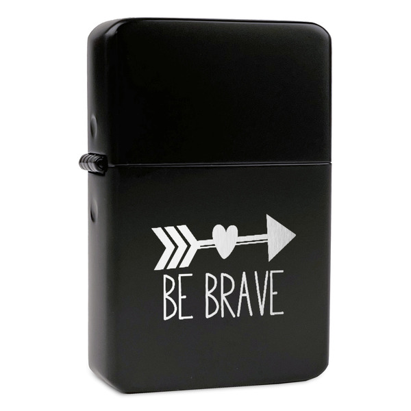 Custom Inspirational Quotes Windproof Lighter - Black - Single Sided & Lid Engraved