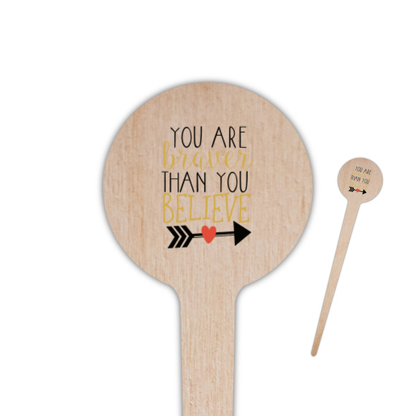Custom Inspirational Quotes 4" Round Wooden Food Picks - Single Sided