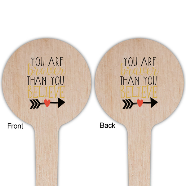 Inspirational Quotes Wooden 4" Food Pick - Round - Double Sided - Front & Back