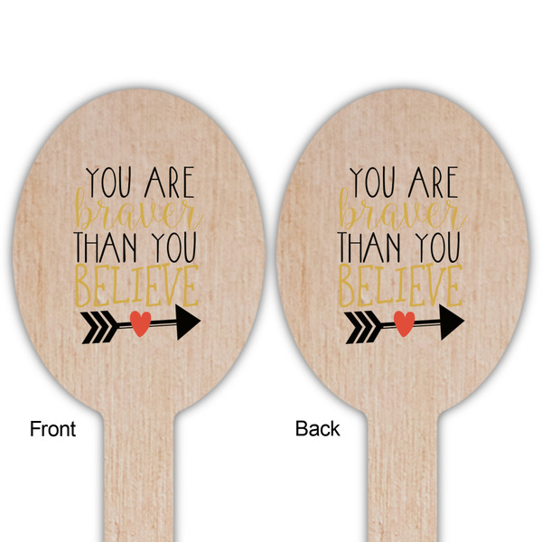 Inspirational Quotes Wooden Food Pick - Oval - Double Sided - Front & Back