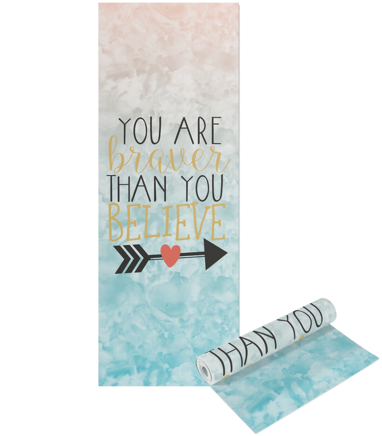 Inspirational Quotes Yoga Mat Printed Front and Back (Personalized